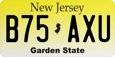 NJ license plate B75AXU