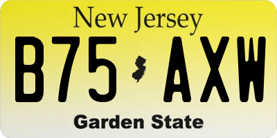 NJ license plate B75AXW