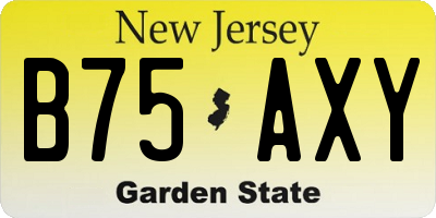 NJ license plate B75AXY
