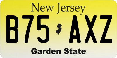 NJ license plate B75AXZ