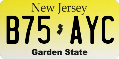 NJ license plate B75AYC