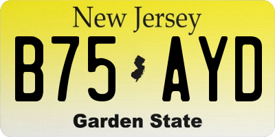 NJ license plate B75AYD