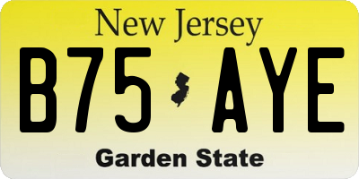 NJ license plate B75AYE