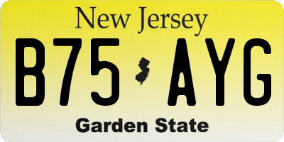NJ license plate B75AYG