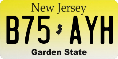 NJ license plate B75AYH