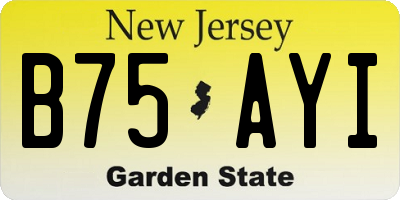 NJ license plate B75AYI