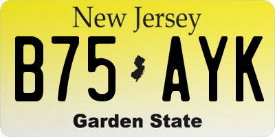 NJ license plate B75AYK