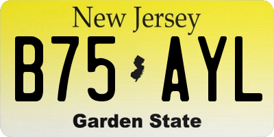 NJ license plate B75AYL