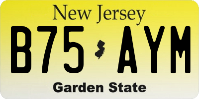 NJ license plate B75AYM
