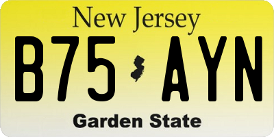 NJ license plate B75AYN