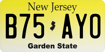 NJ license plate B75AYO