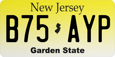 NJ license plate B75AYP