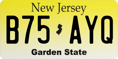 NJ license plate B75AYQ