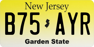 NJ license plate B75AYR