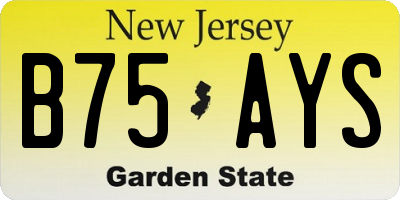 NJ license plate B75AYS