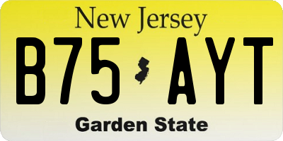 NJ license plate B75AYT