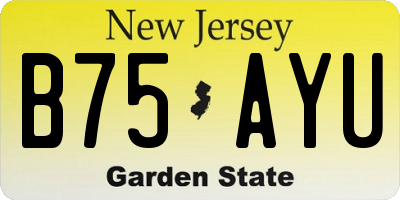 NJ license plate B75AYU