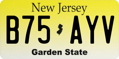 NJ license plate B75AYV