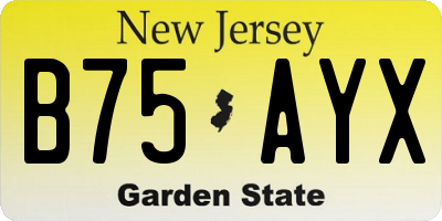 NJ license plate B75AYX