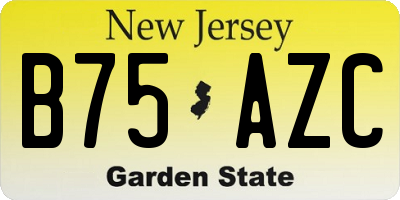 NJ license plate B75AZC