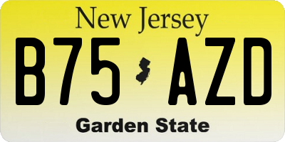 NJ license plate B75AZD