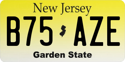 NJ license plate B75AZE