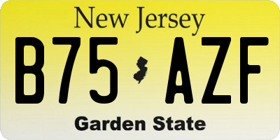 NJ license plate B75AZF