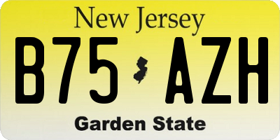 NJ license plate B75AZH