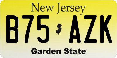 NJ license plate B75AZK