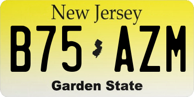 NJ license plate B75AZM