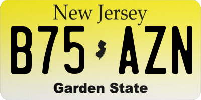 NJ license plate B75AZN