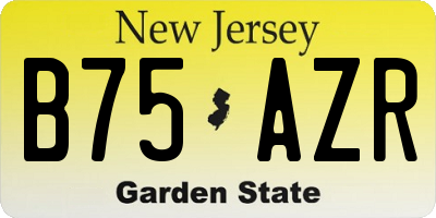 NJ license plate B75AZR
