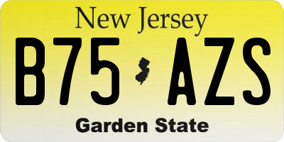 NJ license plate B75AZS