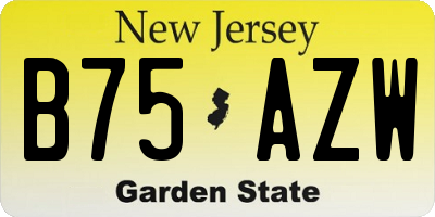 NJ license plate B75AZW