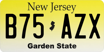 NJ license plate B75AZX