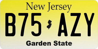 NJ license plate B75AZY