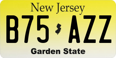 NJ license plate B75AZZ