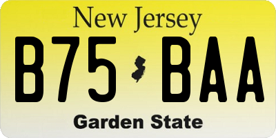 NJ license plate B75BAA