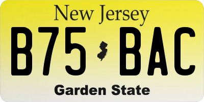 NJ license plate B75BAC