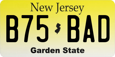NJ license plate B75BAD