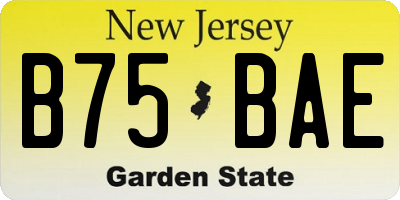 NJ license plate B75BAE