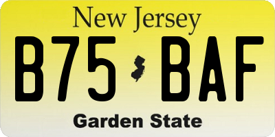 NJ license plate B75BAF