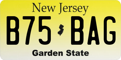 NJ license plate B75BAG