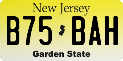 NJ license plate B75BAH