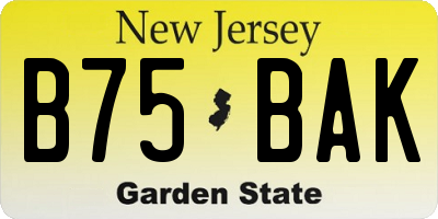 NJ license plate B75BAK