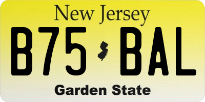 NJ license plate B75BAL