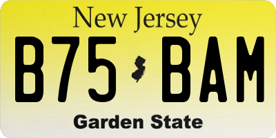 NJ license plate B75BAM
