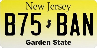 NJ license plate B75BAN