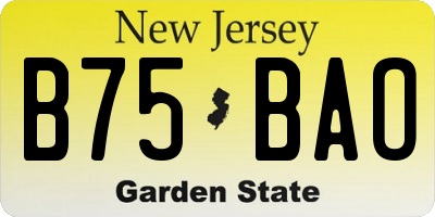 NJ license plate B75BAO