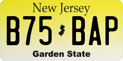 NJ license plate B75BAP